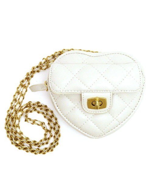 DONOBAN（ドノバン）の「キルティングハートチェーンバッグ（ショルダーバッグ・レディース・ホワイト/ブラック/ライトグリーン・F）」の21枚目の写真