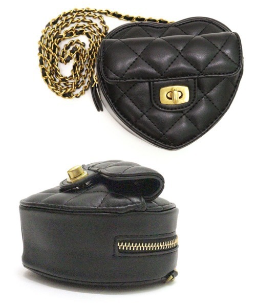 DONOBAN（ドノバン）の「キルティングハートチェーンバッグ（ショルダーバッグ・レディース・ホワイト/ブラック/ライトグリーン・F）」の16枚目の写真