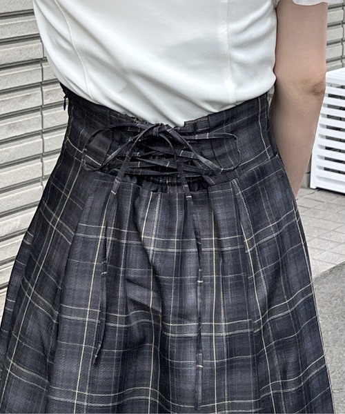 NOMAE（ノーマエ）の「BACKレースアップフレアスカート（スカート・レディース・ブラック/ブラウン/グレー/ダークブルー・FREE）」の5枚目の写真