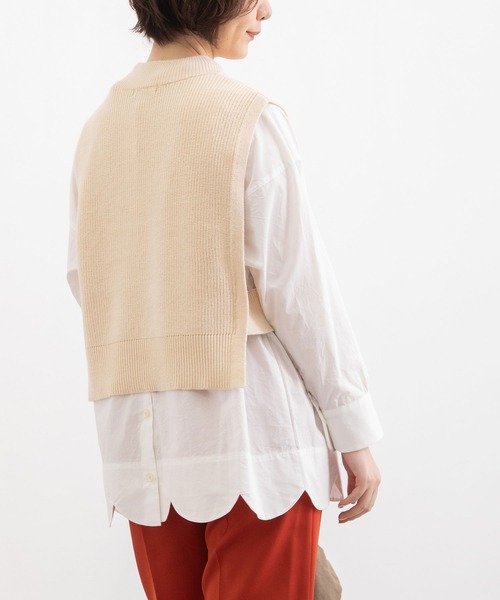 POU DOU DOU（プードゥドゥ）の「ショートベスト（ベスト・レディース・ライトブルー/ネイビー/アイボリー・3）」の2枚目の写真