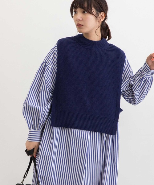 POU DOU DOU（プードゥドゥ）の「ショートベスト（ベスト・レディース・ライトブルー/ネイビー/アイボリー・3）」の4枚目の写真