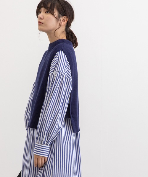 POU DOU DOU（プードゥドゥ）の「ショートベスト（ベスト・レディース・ライトブルー/ネイビー/アイボリー・3）」の5枚目の写真