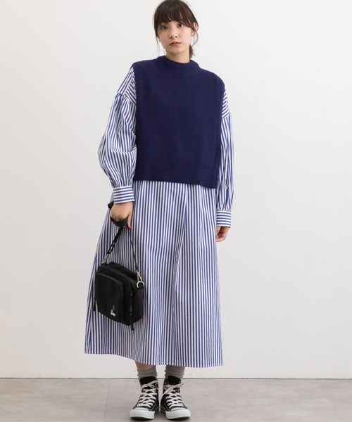 POU DOU DOU（プードゥドゥ）の「ショートベスト（ベスト・レディース・ライトブルー/ネイビー/アイボリー・3）」の8枚目の写真