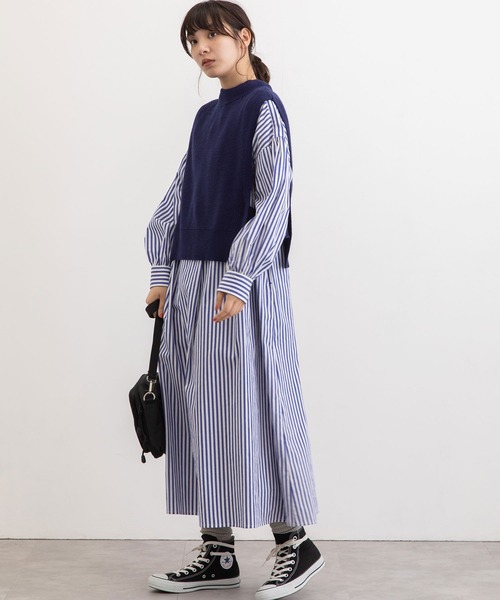 POU DOU DOU（プードゥドゥ）の「ショートベスト（ベスト・レディース・ライトブルー/ネイビー/アイボリー・3）」の9枚目の写真