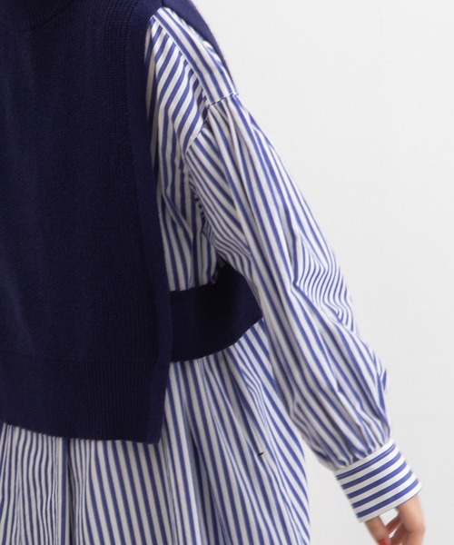 POU DOU DOU（プードゥドゥ）の「ショートベスト（ベスト・レディース・ライトブルー/ネイビー/アイボリー・3）」の11枚目の写真