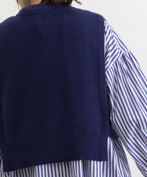 POU DOU DOU（プードゥドゥ）の「ショートベスト（ベスト・レディース・ライトブルー/ネイビー/アイボリー・3）」の12枚目の写真