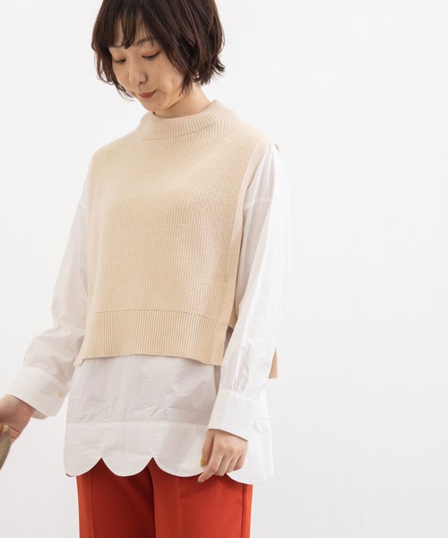 POU DOU DOU（プードゥドゥ）の「ショートベスト（ベスト・レディース・ライトブルー/ネイビー/アイボリー・3）」の13枚目の写真