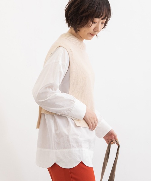 POU DOU DOU（プードゥドゥ）の「ショートベスト（ベスト・レディース・ライトブルー/ネイビー/アイボリー・3）」の14枚目の写真