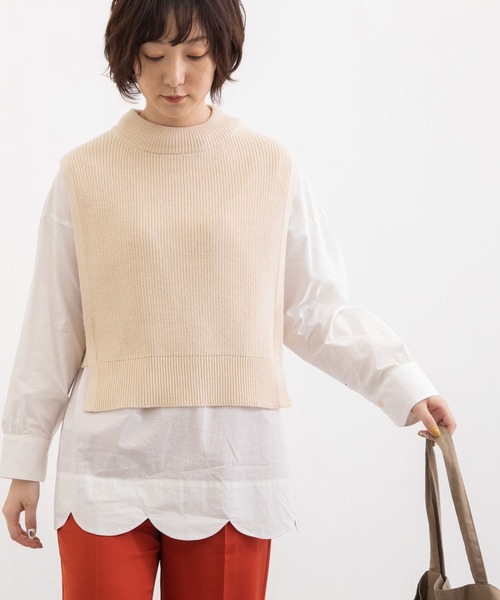 POU DOU DOU（プードゥドゥ）の「ショートベスト（ベスト・レディース・ライトブルー/ネイビー/アイボリー・3）」の15枚目の写真