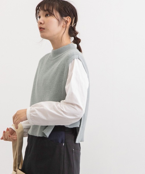 POU DOU DOU（プードゥドゥ）の「ショートベスト（ベスト・レディース・ライトブルー/ネイビー/アイボリー・3）」の20枚目の写真