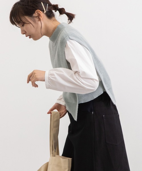 POU DOU DOU（プードゥドゥ）の「ショートベスト（ベスト・レディース・ライトブルー/ネイビー/アイボリー・3）」の21枚目の写真