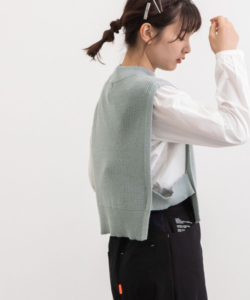 POU DOU DOU（プードゥドゥ）の「ショートベスト（ベスト・レディース・ライトブルー/ネイビー/アイボリー・3）」の22枚目の写真