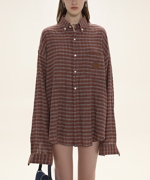 MASONPRINCE（メイソンプリンス）の「ロゴステッチ ボタンダウンシャツ CS23750【DO NOT TAG】（シャツ/ブラウス・レディース・ブラウン/グリーン/ピンク・M/S/L）」の6枚目の写真