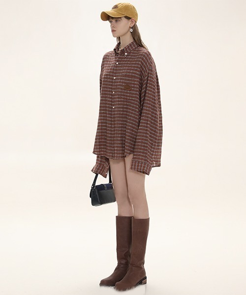 MASONPRINCE（メイソンプリンス）の「ロゴステッチ ボタンダウンシャツ CS23750【DO NOT TAG】（シャツ/ブラウス・レディース・ブラウン/グリーン/ピンク・M/S/L）」の7枚目の写真