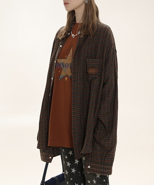 MASONPRINCE（メイソンプリンス）の「ロゴステッチ ボタンダウンシャツ CS23750【DO NOT TAG】（シャツ/ブラウス・レディース・ブラウン/グリーン/ピンク・M/S/L）」の9枚目の写真