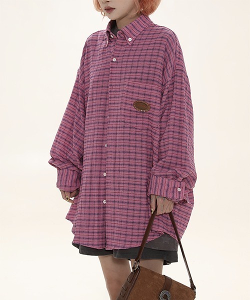 MASONPRINCE（メイソンプリンス）の「ロゴステッチ ボタンダウンシャツ CS23750【DO NOT TAG】（シャツ/ブラウス・レディース・ブラウン/グリーン/ピンク・M/S/L）」の17枚目の写真