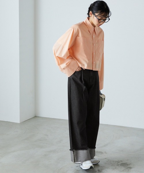 forksy.(フォルクシー)の「【forksy.】ワイドストレートターンバックデニムパンツ(デニムパンツ・レディース・ブラック/ピンク/インディゴブルー/アイボリー/ブルー/サックスブルー/グレー/ライトピンク/ブルー系1/ライトインディゴブルー・S/M/L)」の13枚目の写真