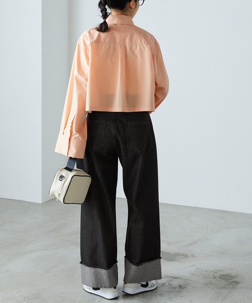 forksy.(フォルクシー)の「【forksy.】ワイドストレートターンバックデニムパンツ(デニムパンツ・レディース・ブラック/ピンク/インディゴブルー/アイボリー/ブルー/サックスブルー/グレー/ライトピンク/ブルー系1/ライトインディゴブルー・S/M/L)」の14枚目の写真