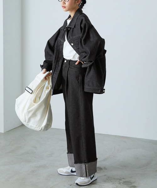 forksy.(フォルクシー)の「【forksy.】ワイドストレートターンバックデニムパンツ(デニムパンツ・レディース・ブラック/ピンク/インディゴブルー/アイボリー/ブルー/サックスブルー/グレー/ライトピンク/ブルー系1/ライトインディゴブルー・S/M/L)」の19枚目の写真