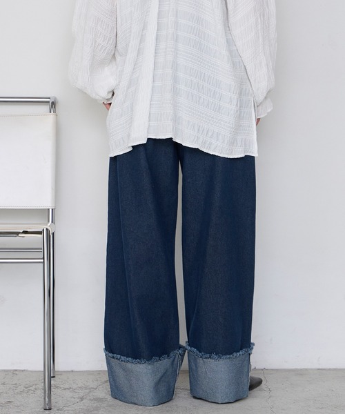 forksy.】ワイドストレートターンバックデニムパンツ forksy.│MONO