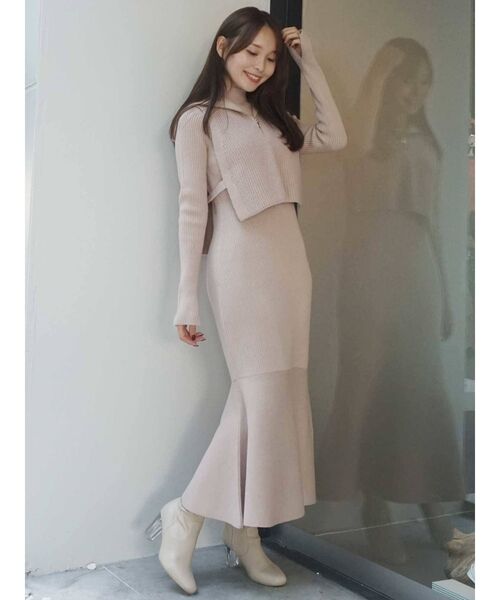 MERCURYDUO（マーキュリーデュオ）の「クロップドベストセットニットワンピース（ワンピース・レディース・ダークブラウン/ベージュ/アイボリー・SMALL/MEDIUM）」の6枚目の写真