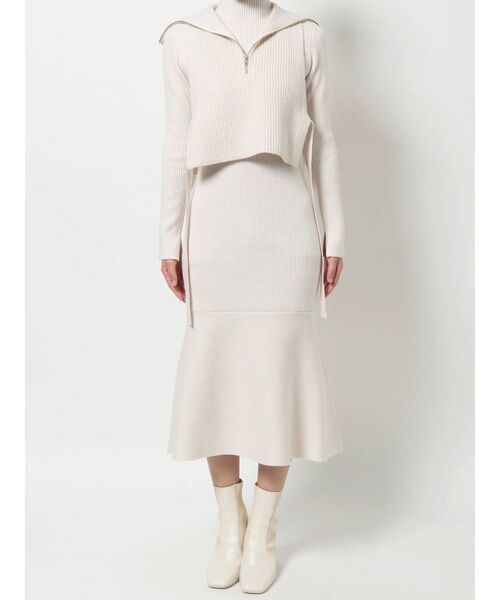 MERCURYDUO（マーキュリーデュオ）の「クロップドベストセットニットワンピース（ワンピース・レディース・ダークブラウン/ベージュ/アイボリー・SMALL/MEDIUM）」の15枚目の写真