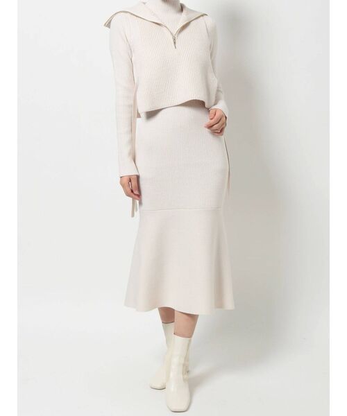 MERCURYDUO（マーキュリーデュオ）の「クロップドベストセットニットワンピース（ワンピース・レディース・ダークブラウン/ベージュ/アイボリー・SMALL/MEDIUM）」の18枚目の写真