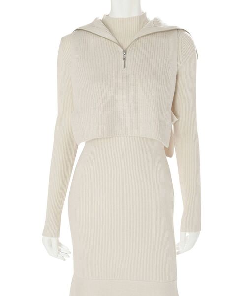 MERCURYDUO（マーキュリーデュオ）の「クロップドベストセットニットワンピース（ワンピース・レディース・ダークブラウン/ベージュ/アイボリー・SMALL/MEDIUM）」の22枚目の写真