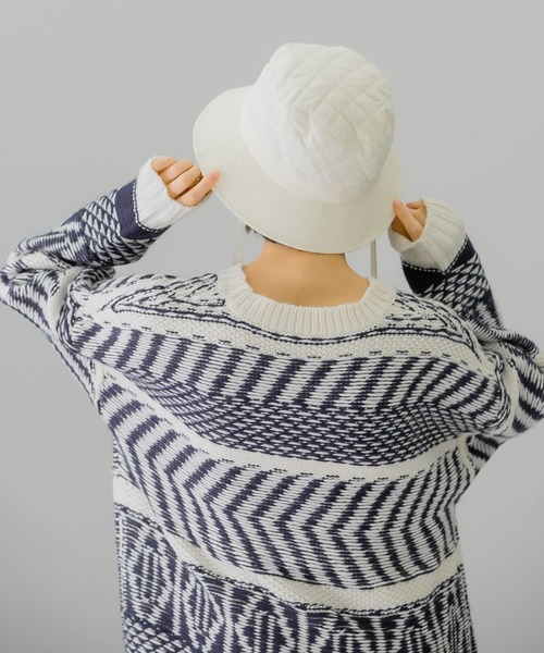 KBF(ケイビーエフ)の「リボン付きキルティングバケットHAT(ハット・レディース・ブラック/ベージュ/オフホワイト・ONE)」の10枚目の写真