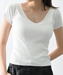 ibeul_ | スリムリブ半袖ベーシックトップス(Tシャツ/カットソー)