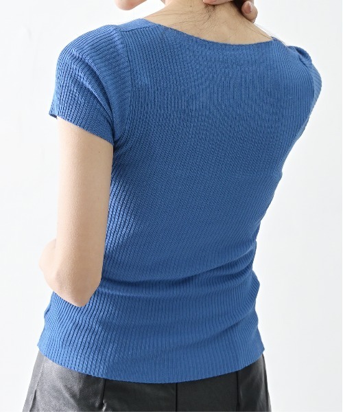 ibeul_（イベール）の「スリムリブ半袖ベーシックトップス（Tシャツ/カットソー・レディース・ブルー/レッド/ブラック/ホワイト/グリーン/ネイビー・M/L/FREE）」の9枚目の写真