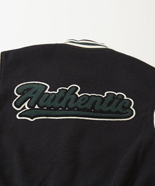 CUBE SUGAR（キューブシュガー）の「ウールフィールロゴワッペン配色スタジャン（スタジャン・レディース・ベージュ/ブラック/マルチ/ダークグリーン・M）」の17枚目の写真