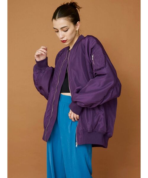 EVRIS（エヴリス）の「オーバーサイズMA-1（MA-1・レディース・ブラック/パープル/ブルー・FREE）」の9枚目の写真