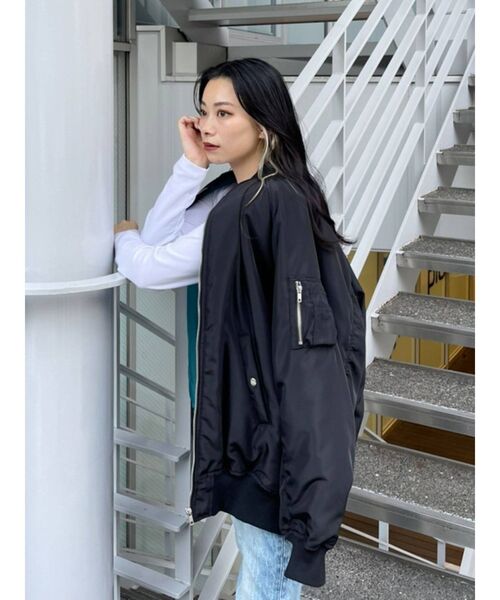 EVRIS（エヴリス）の「オーバーサイズMA-1（MA-1・レディース・ブラック/パープル/ブルー・FREE）」の16枚目の写真