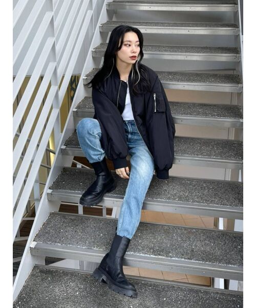 EVRIS（エヴリス）の「オーバーサイズMA-1（MA-1・レディース・ブラック/パープル/ブルー・FREE）」の18枚目の写真