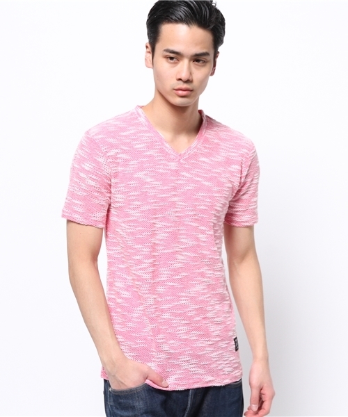 VENCEEXCHANGE(ヴァンスエクスチェンジ)の「スラブニットソーTシャツ (Tシャツ/カットソー・メンズ・オフホワイト/ブラック/ブルー/ピンク・MEDIUM/LARGE)」の4枚目の写真