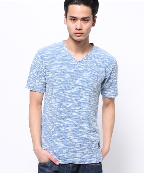 VENCEEXCHANGE(ヴァンスエクスチェンジ)の「スラブニットソーTシャツ (Tシャツ/カットソー・メンズ・オフホワイト/ブラック/ブルー/ピンク・MEDIUM/LARGE)」の3枚目の写真