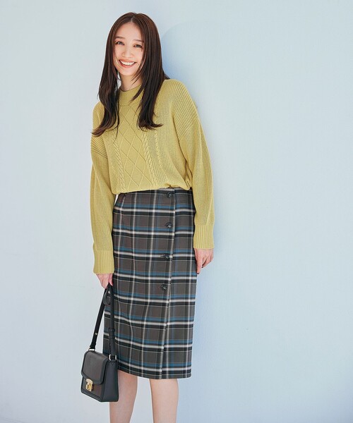 ANY SIS（エニィスィス）の「【洗える】スフレハイネックケーブル ニット（ニット/セーター・レディース・ピンク系/ライトイエロー系/スカイブルー系/オレンジ系/ライトグレー系/アイボリー系・4）」の7枚目の写真