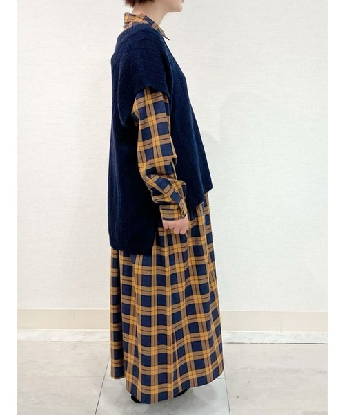 sm2rhythm（サマンサモスモスリズム）の「チェックワンピース（ワンピース・レディース・パープル/オレンジ/グリーン・ﾌﾘ-）」の7枚目の写真