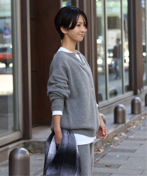 JOURNAL STANDARD relume（ジャーナルスタンダード　レリューム）の「《WEB限定追加2》ラムナイロン天竺編み2WAYカーディガン（カーディガン/ボレロ・レディース・チャコールグレー/ネイビー・FREE）」の7枚目の写真