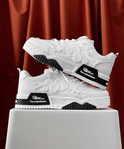 aimoha（アイモハ）の「凸凹ローカット厚底シューズ（スニーカー・メンズ・ホワイト×ブラック/ホワイト/ブラック・25.0cm/27.0cm/25.5cm/26.0cm/24.5cm/26.5cm）」の6枚目の写真