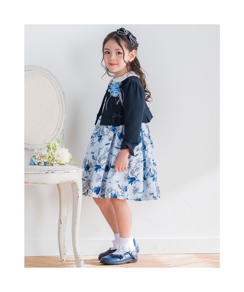 BeBe（ベベ）の「BeBe/フォーマルリップルポンチノーカラージャケット(110~130cm)（ノーカラージャケット・キッズ・ホワイト/ネイビー・110/120/130）」の16枚目の写真