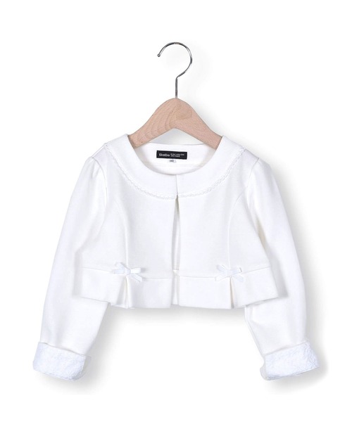 BeBe（ベベ）の「BeBe/フォーマルリップルポンチノーカラージャケット(110~130cm)（ノーカラージャケット・キッズ・ホワイト/ネイビー・110/120/130）」の10枚目の写真