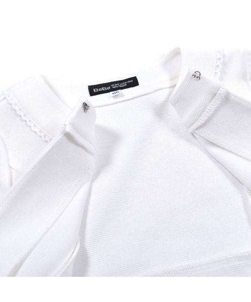 BeBe（ベベ）の「BeBe/フォーマルリップルポンチノーカラージャケット(110~130cm)（ノーカラージャケット・キッズ・ホワイト/ネイビー・110/120/130）」の7枚目の写真