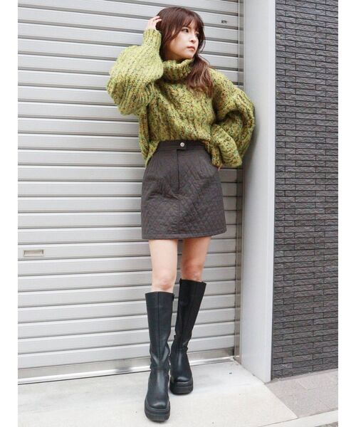 MURUA（ムルーア）の「MIXネップオフタートルニット（ニット/セーター・レディース・ブルー/グリーン/グレー・FREE）」の14枚目の写真