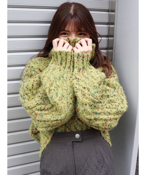 MURUA（ムルーア）の「MIXネップオフタートルニット（ニット/セーター・レディース・ブルー/グリーン/グレー・FREE）」の16枚目の写真