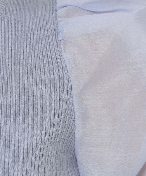 mysty woman（ミスティウーマン）の「シアースリーブリブカーディガン　183876（カーディガン/ボレロ・レディース・オフホワイト/グレイッシュブルー/ブラック・FREE）」の16枚目の写真