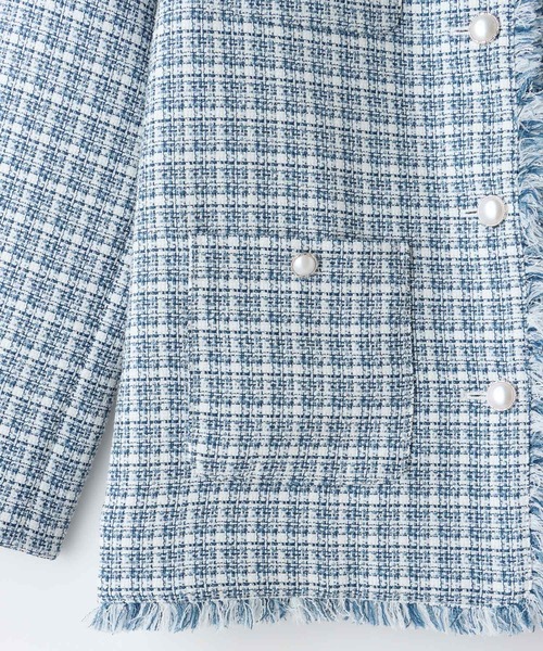 Honeys（ハニーズ）の「ツイードジャケット（ノーカラージャケット・レディース・ブルー系その他/ホワイト系その他/ブラック系その他/ネイビー系・S/M/L/LL）」の13枚目の写真