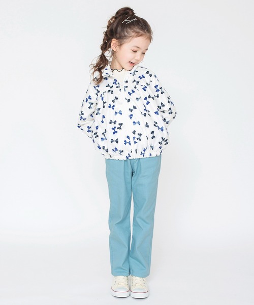 BRANSHES（ブランシェス）の「【撥水加工】花柄/リボン柄ウィンドブレーカー（ナイロンジャケット・キッズ・オフホワイト/ピンク・130/100/120/140/110/90/150）」の3枚目の写真