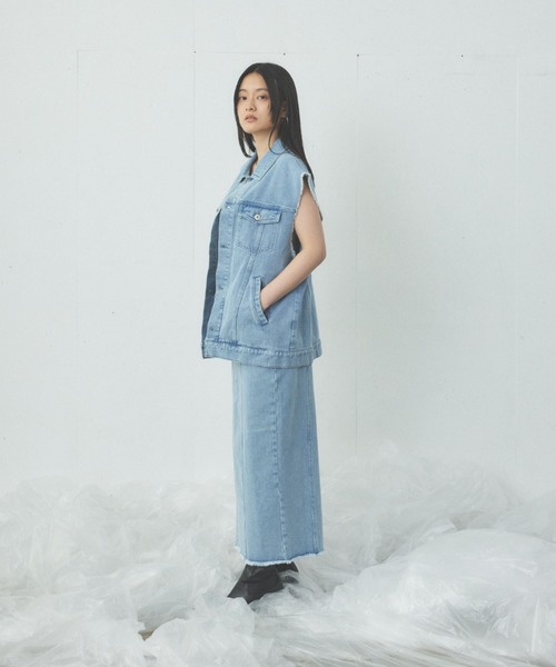 Happy John（ハッピージョン）の「fringe denim vest/フリンジデニムベスト（ベスト・レディース・チャコールグレー/サックスブルー・FREE）」の21枚目の写真